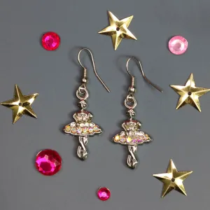 Ballerina Aurora in Tutu Dress Genuine Crystal Earrings