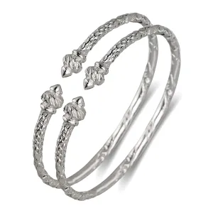 Better Jewelry Torch End Taj Mahal Ends .925 Sterling Silver West Indian Bangles, 1 pair