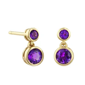 Bijou Collection 0.62ct Amethyst Double Drop Earrings | 9K Yellow Gold