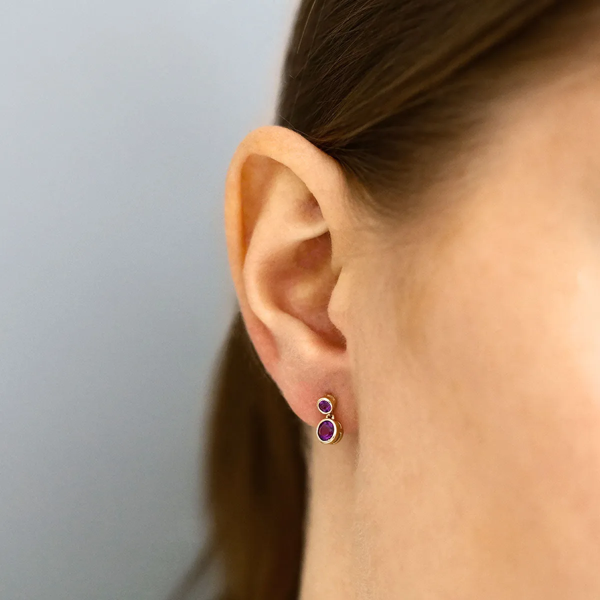 Bijou Collection 0.62ct Amethyst Double Drop Earrings | 9K Yellow Gold