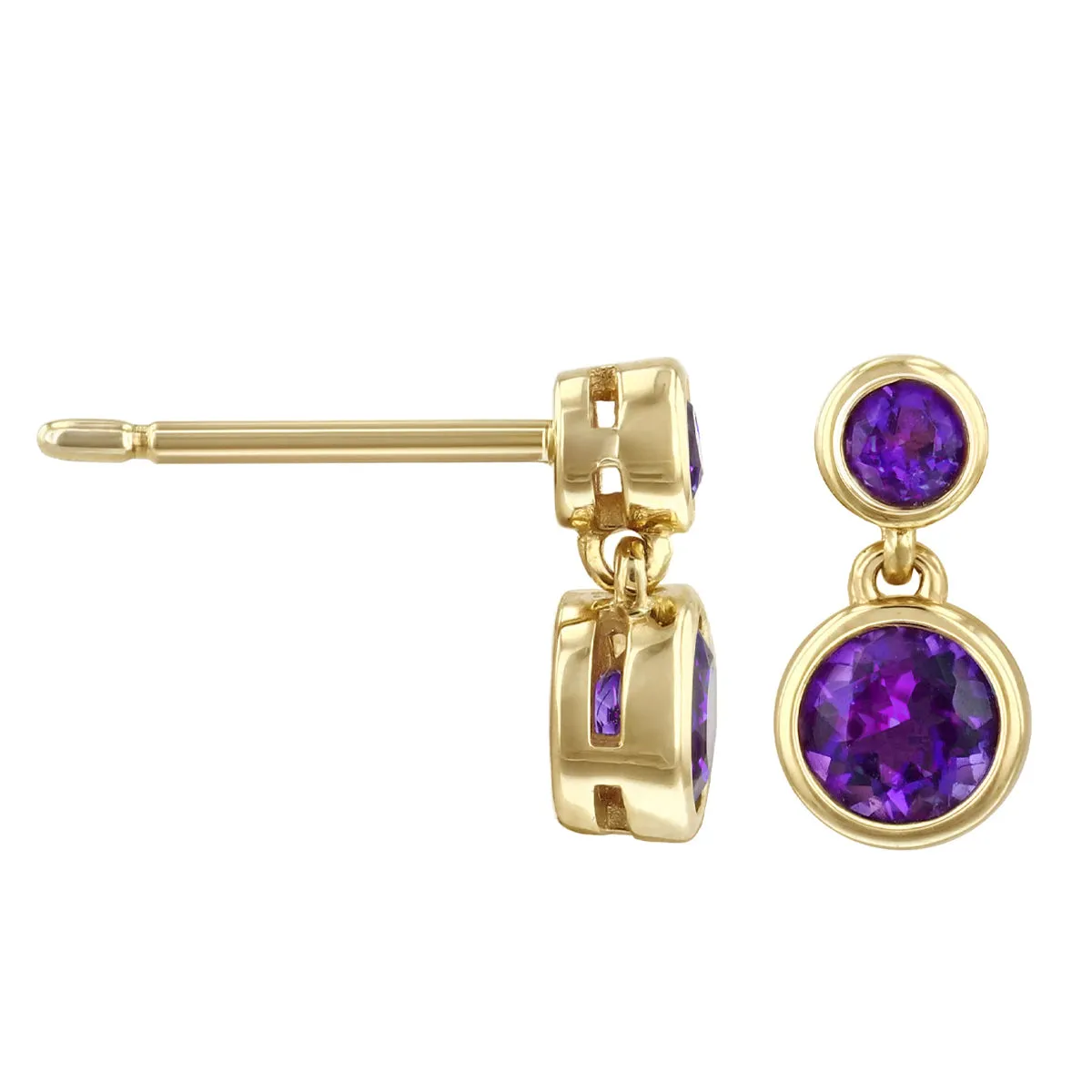 Bijou Collection 0.62ct Amethyst Double Drop Earrings | 9K Yellow Gold