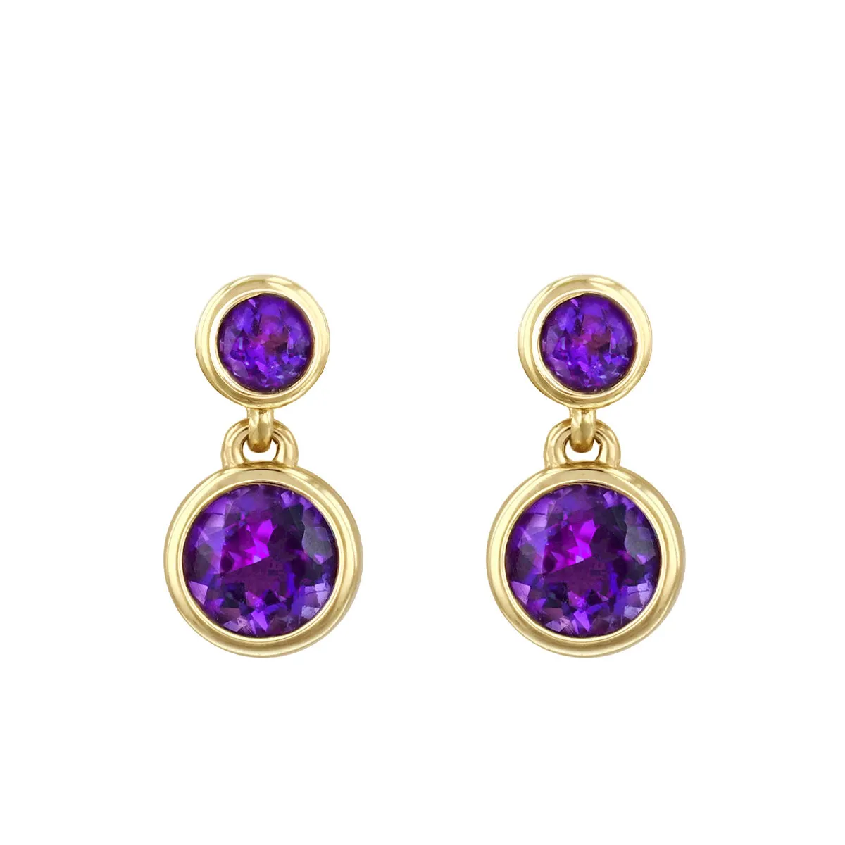Bijou Collection 0.62ct Amethyst Double Drop Earrings | 9K Yellow Gold