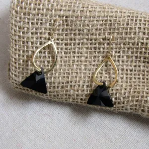 Black Crystal Drop Earrings Beaded Dangle Earrings
