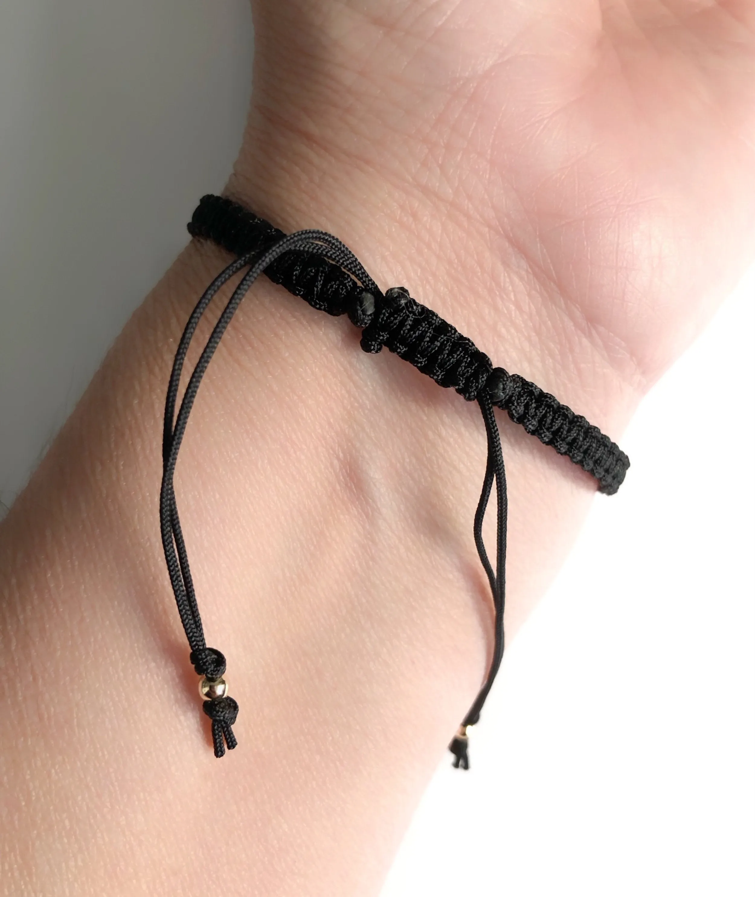 Black Gold Evil Eye Hamsa Macrame Bracelet