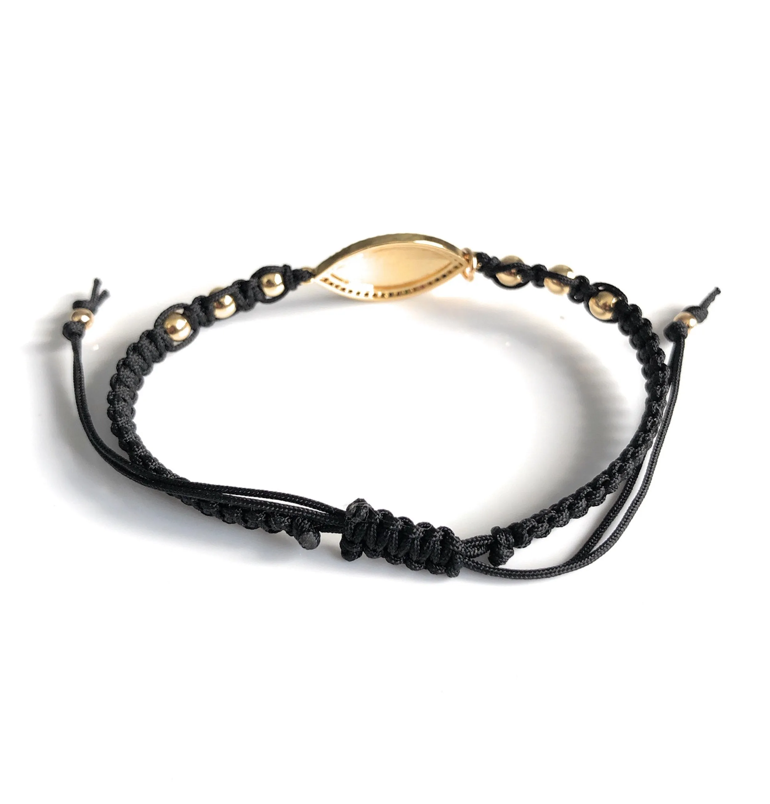 Black Gold Evil Eye Hamsa Macrame Bracelet