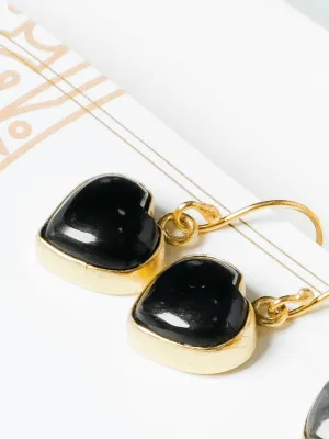 Black Onyx Heart Earrings