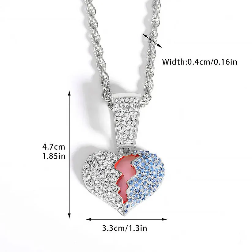 Bling Broken Heart Necklace Pendant
