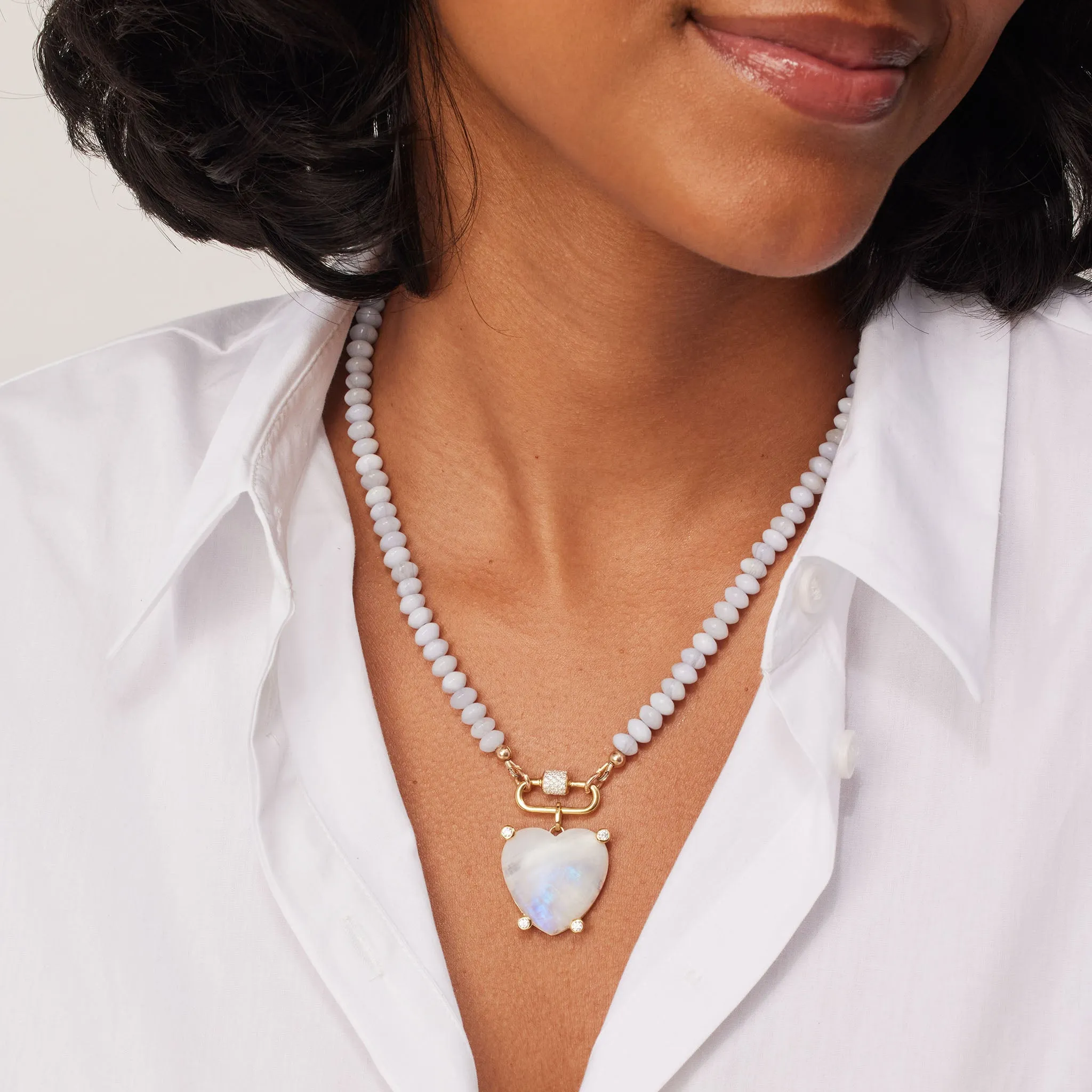 Blue Lace Agate Charm Necklace Base