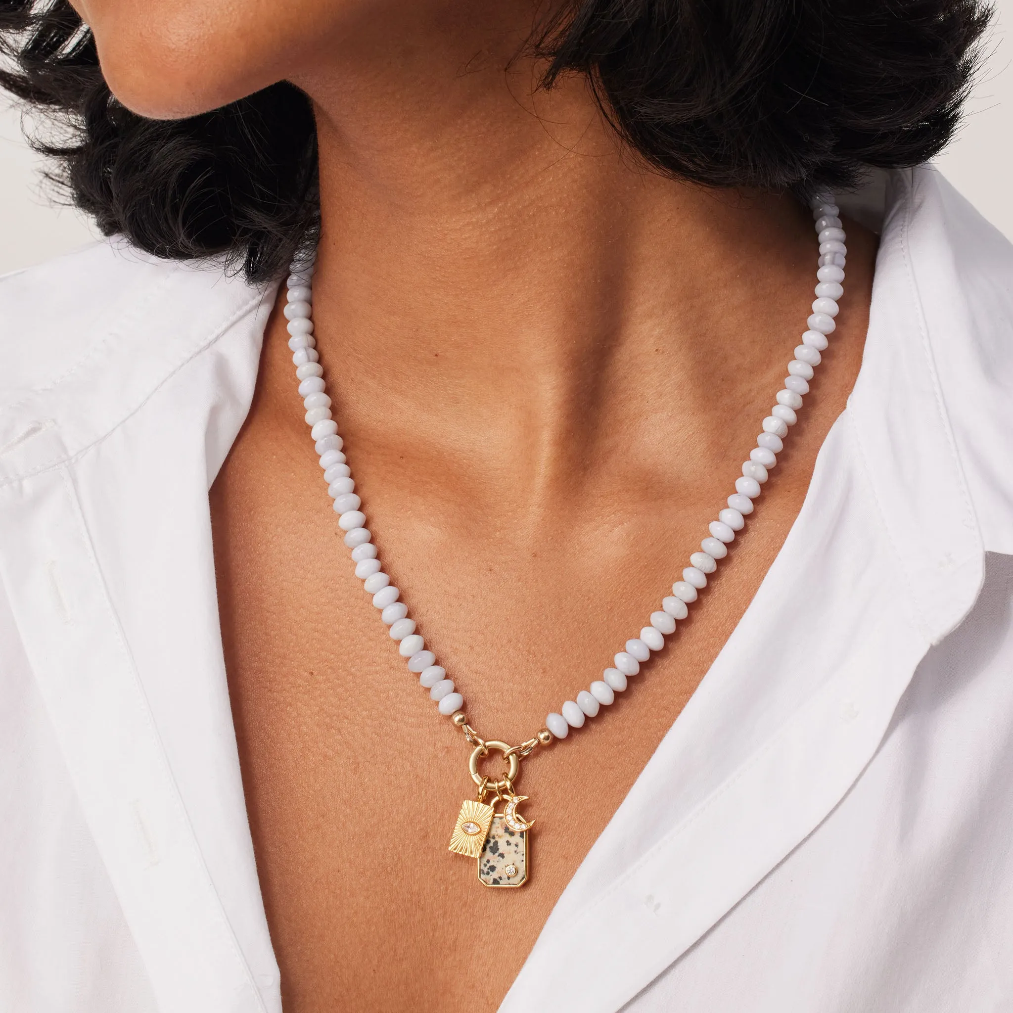 Blue Lace Agate Charm Necklace Base