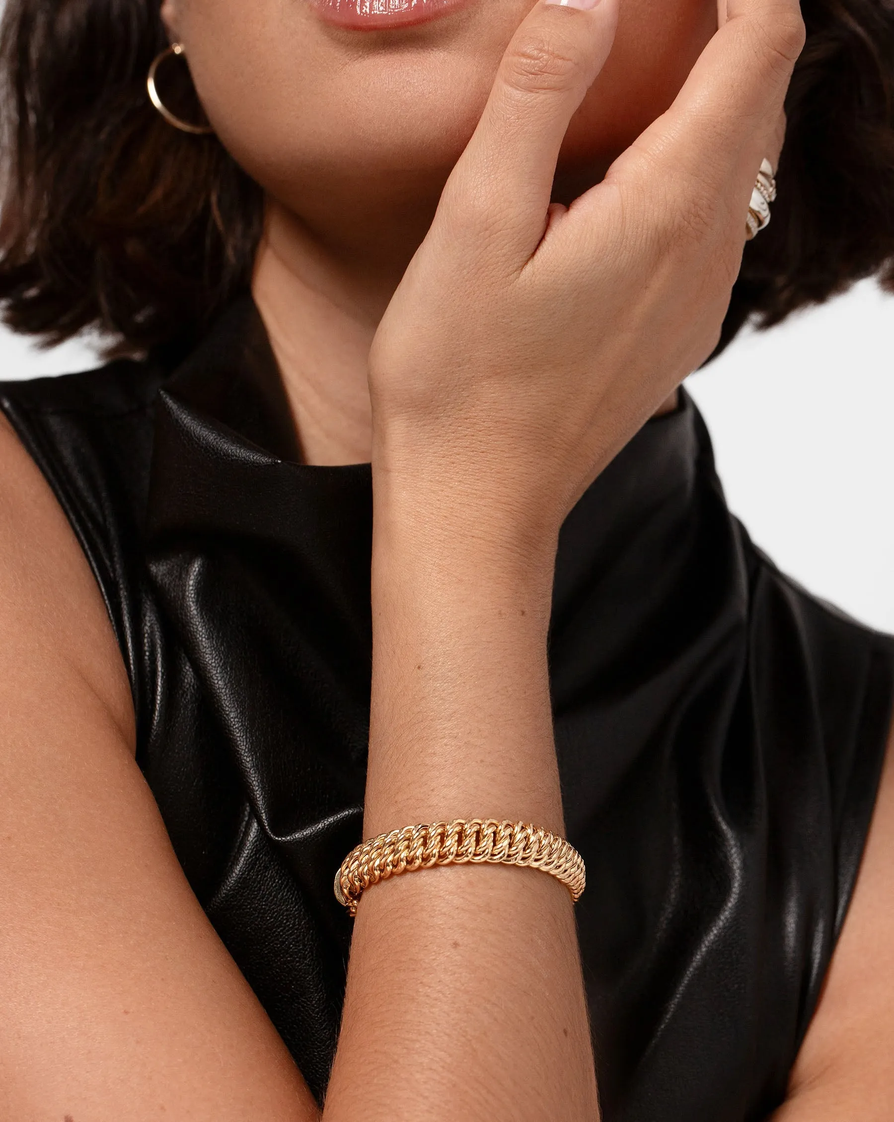 Bold Gold Braided Chain Bracelet