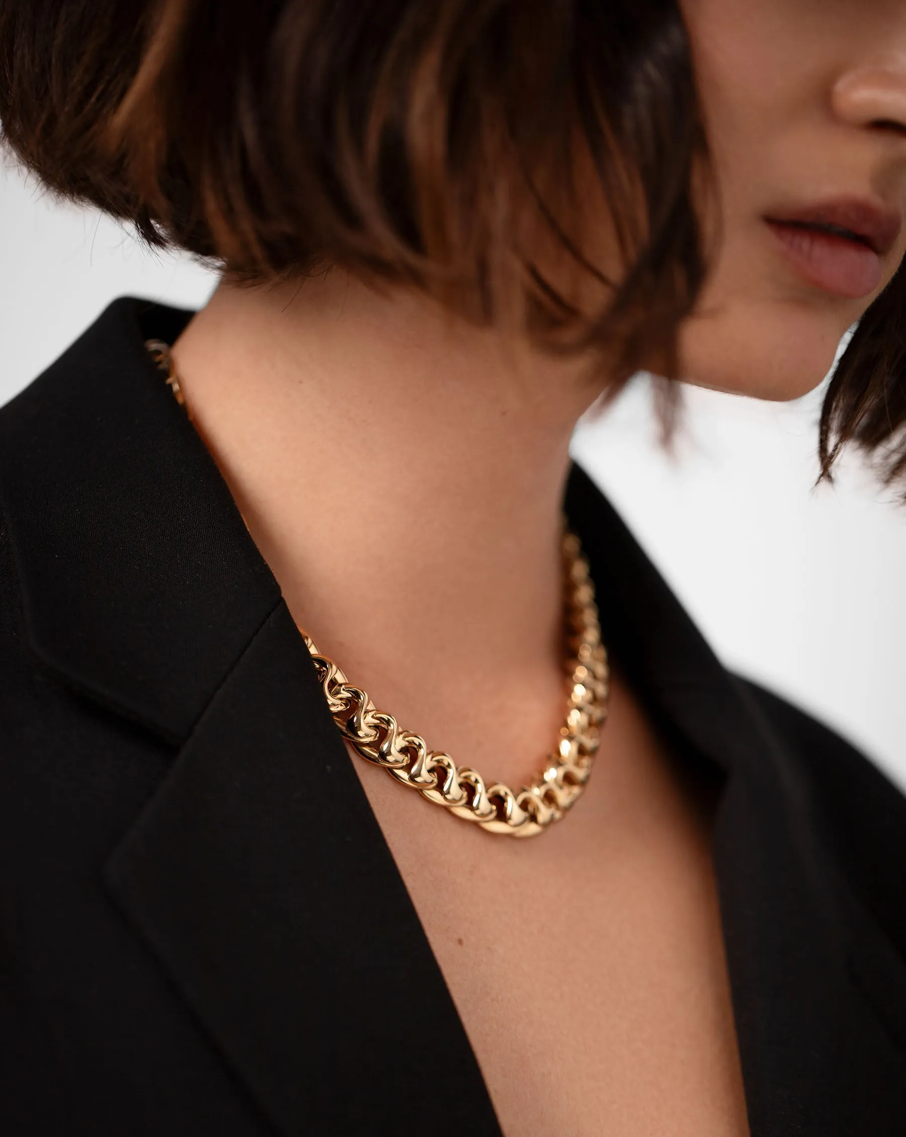 Bold Gold Curve Chain Necklace