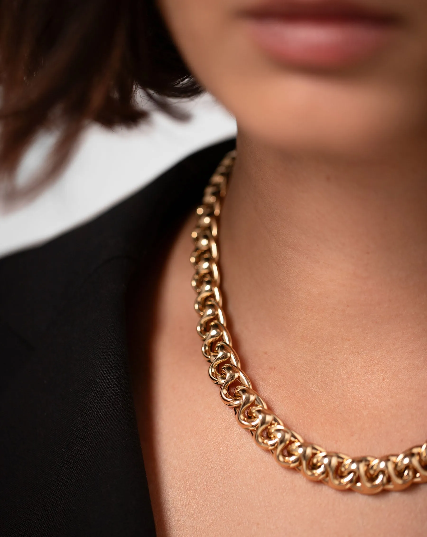 Bold Gold Curve Chain Necklace