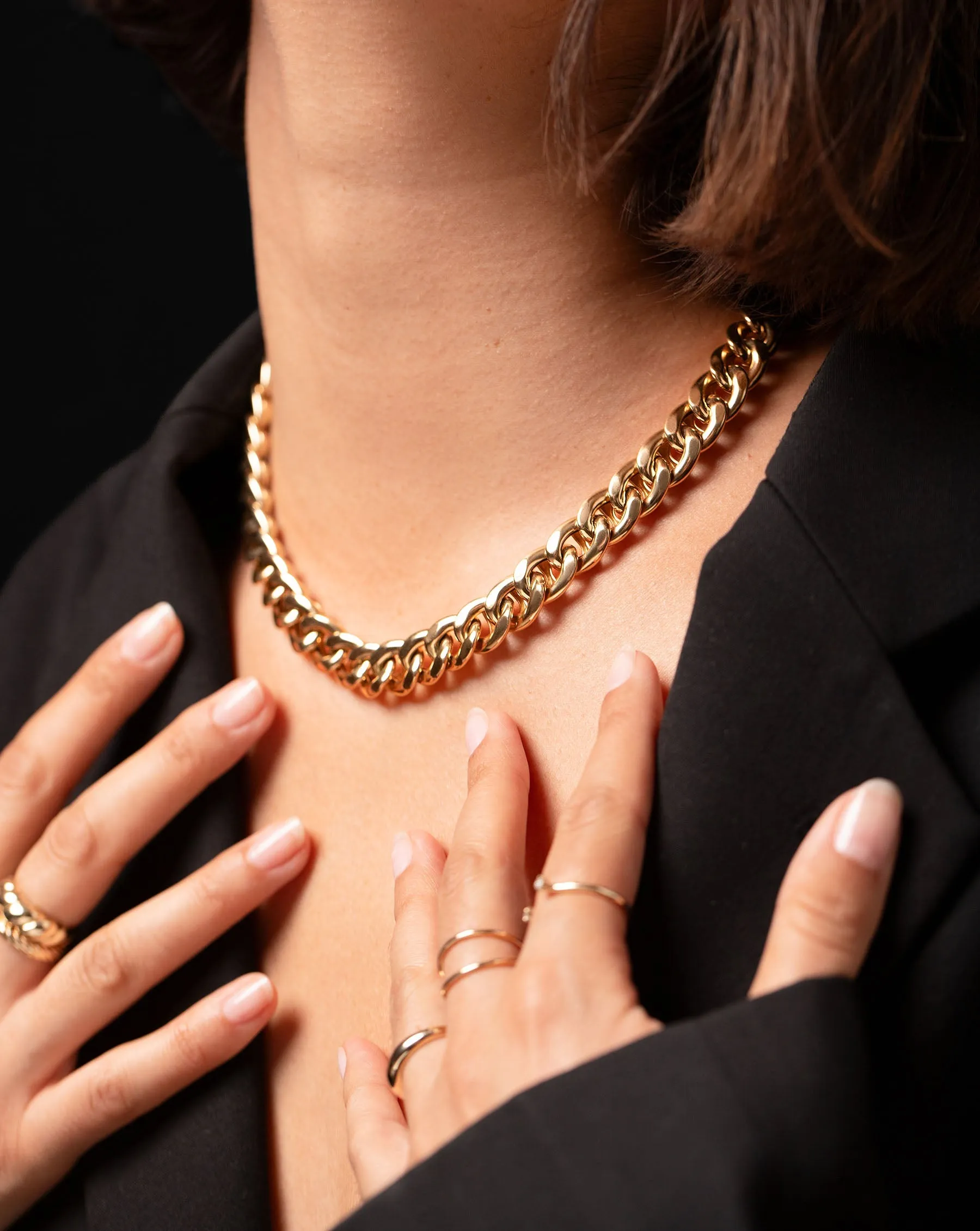 Bold Gold Curve Chain Necklace