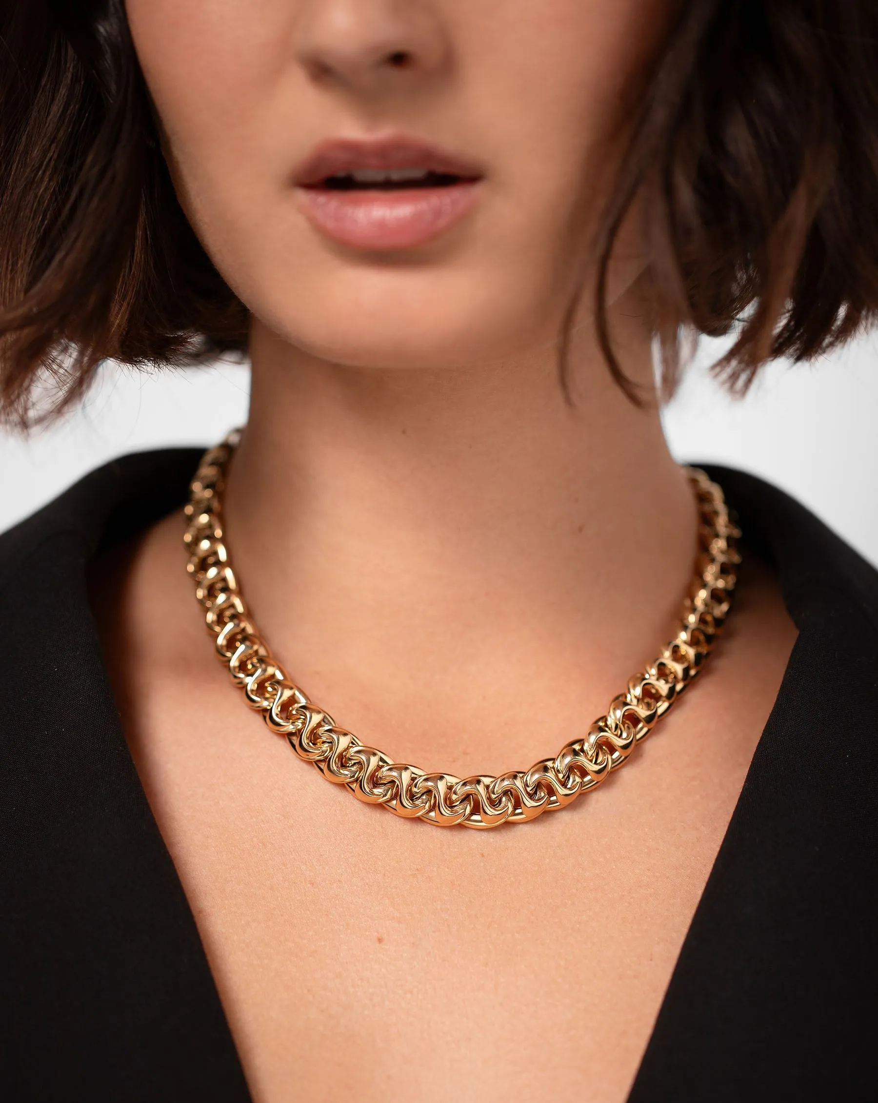 Bold Gold Curve Chain Necklace