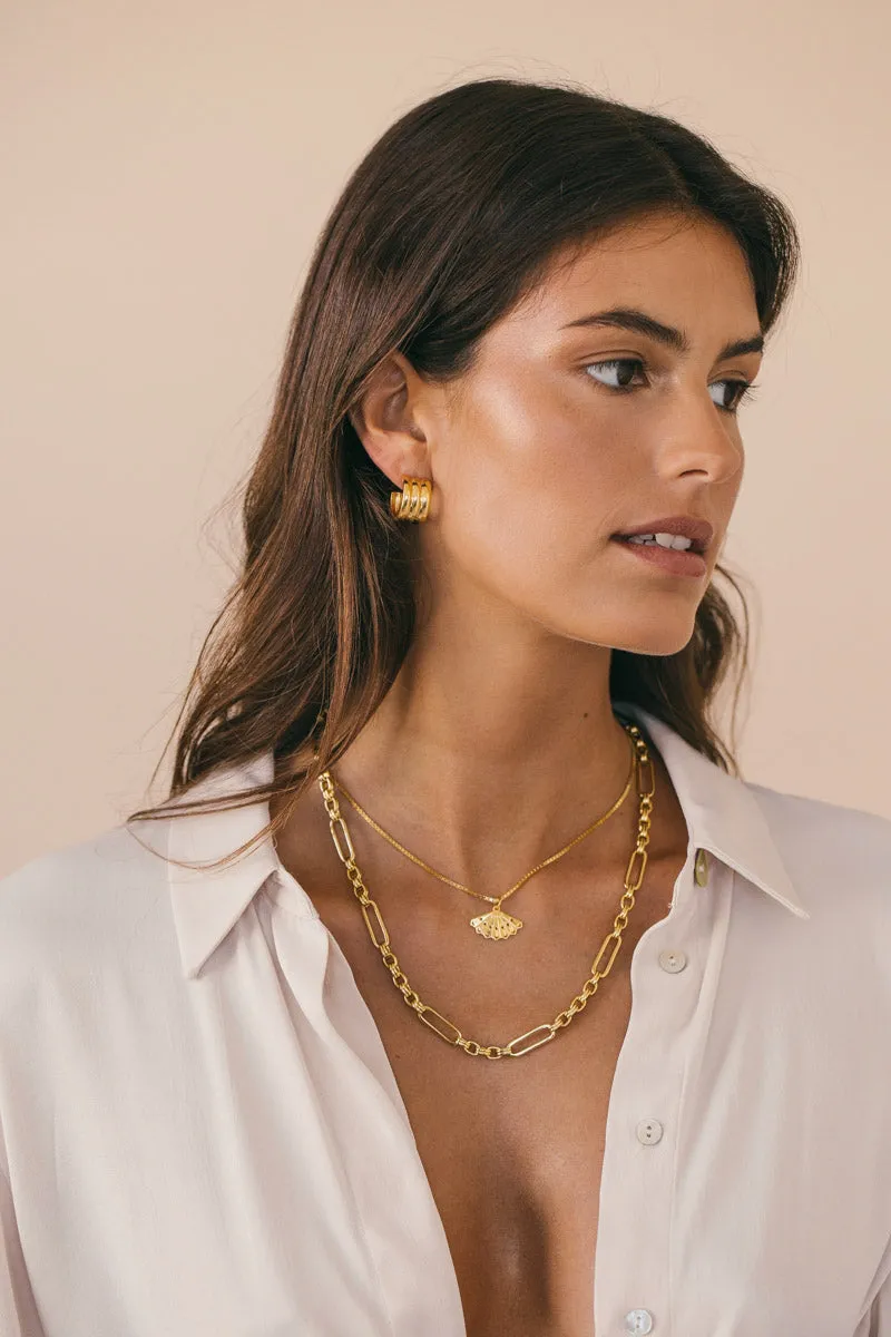 Bold link chain necklace gold plated (50cm)