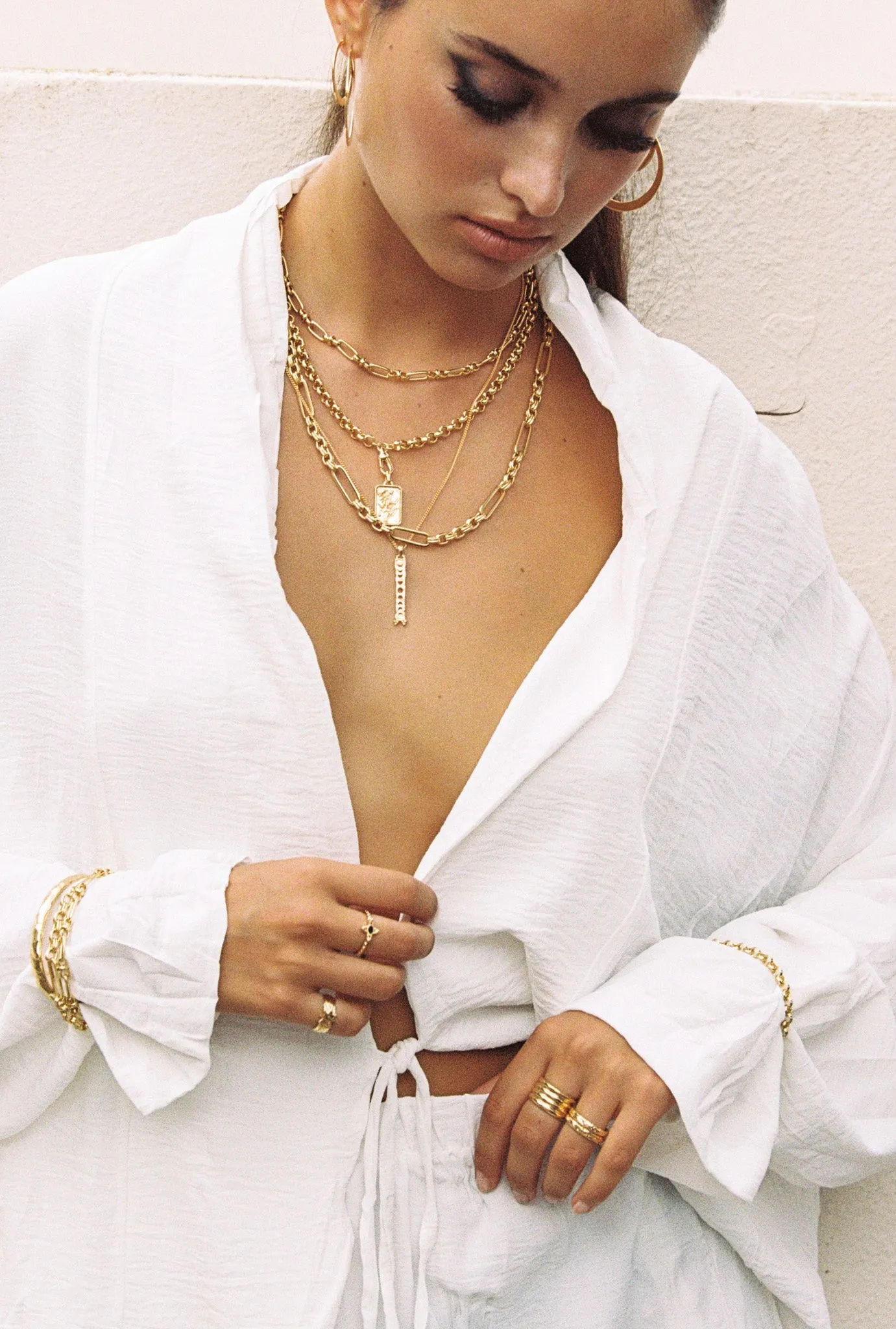 Bold link chain necklace gold plated (50cm)