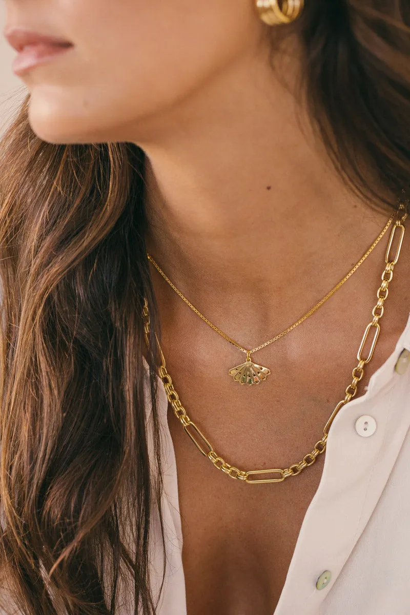 Bold link chain necklace gold plated (50cm)