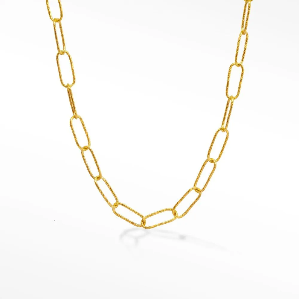 Bold Textured Paperclip Gold Vermeil Chain