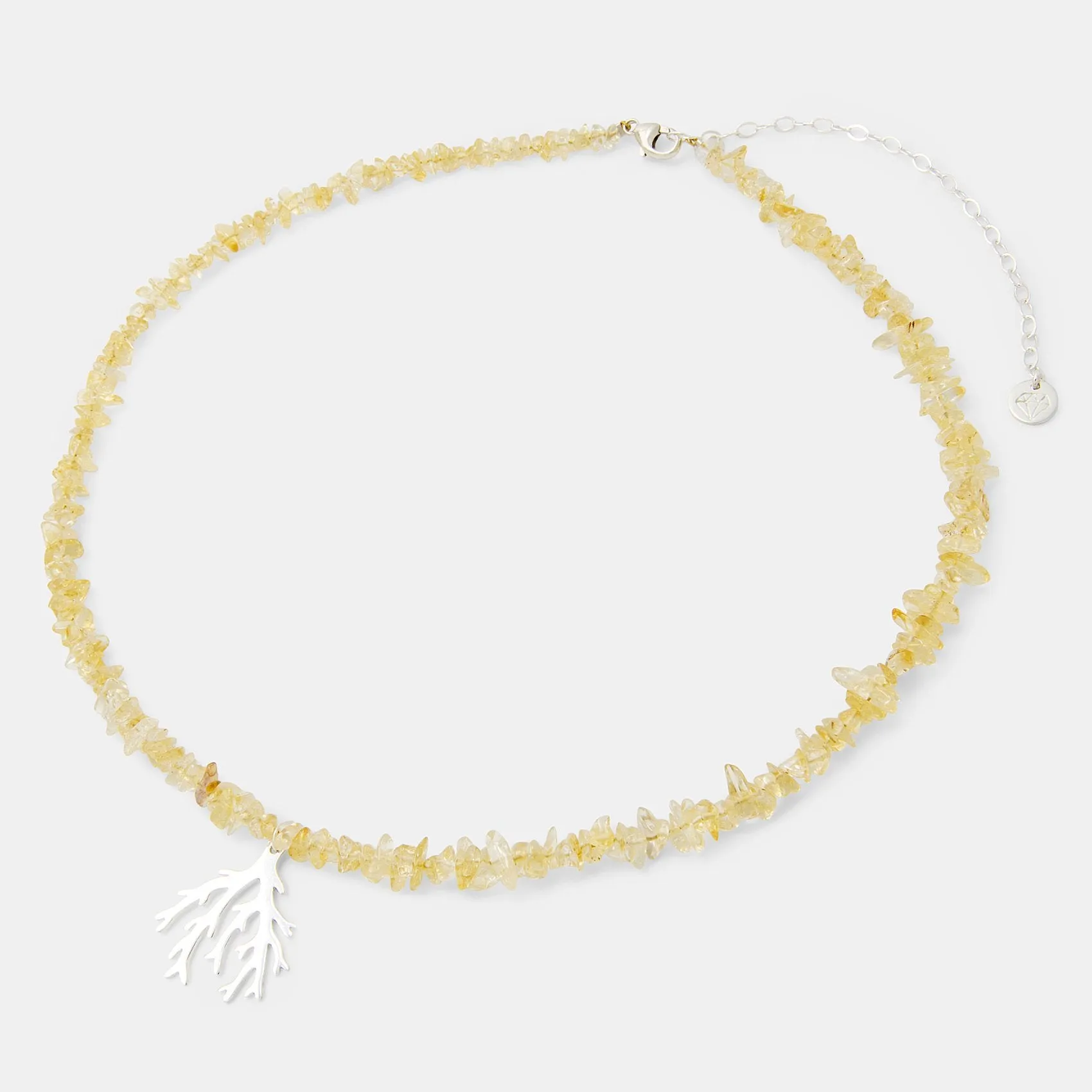 Branch Coral Pendant on Citrine Beaded Necklace