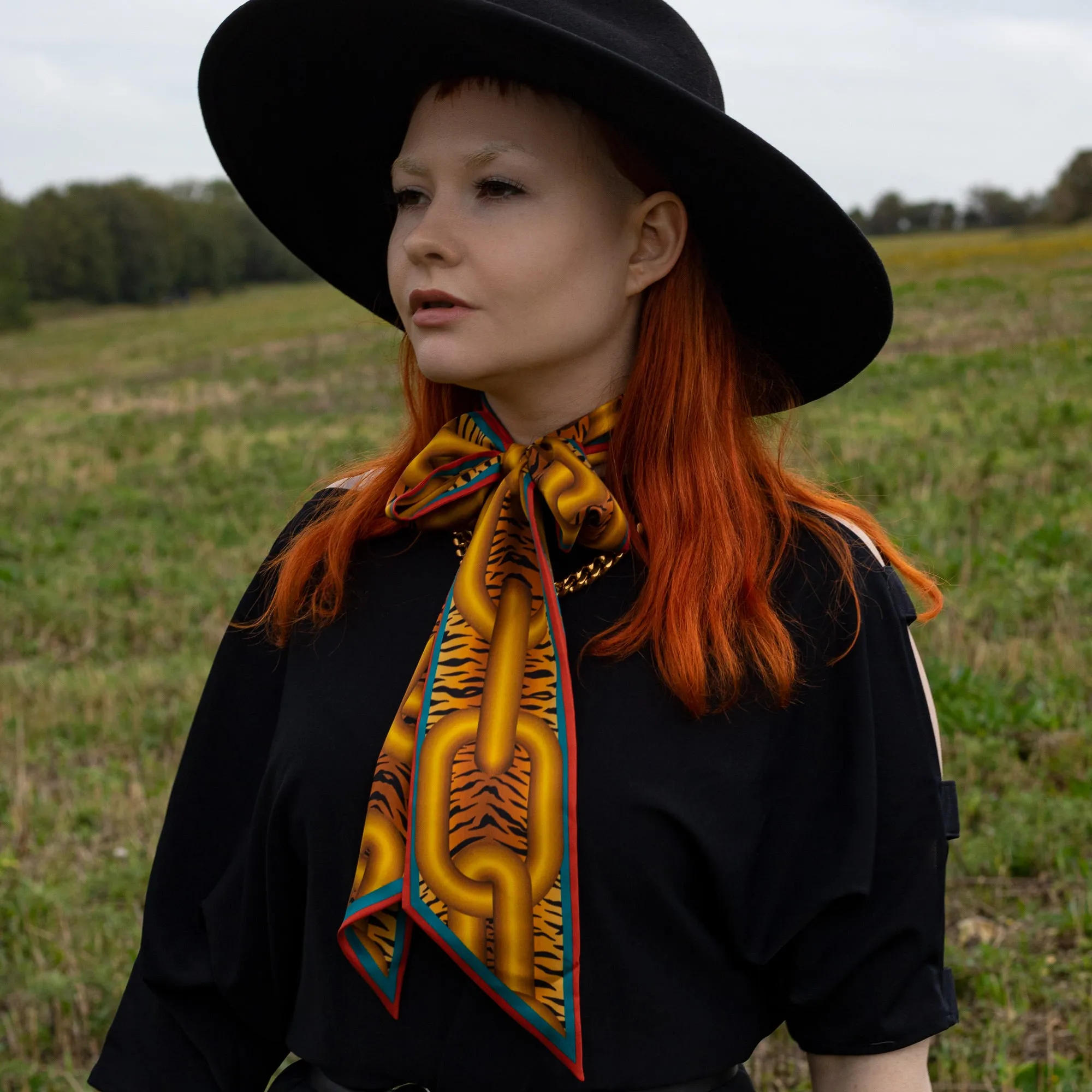 Break the Chains – Gold, Silk Ribbon Scarf
