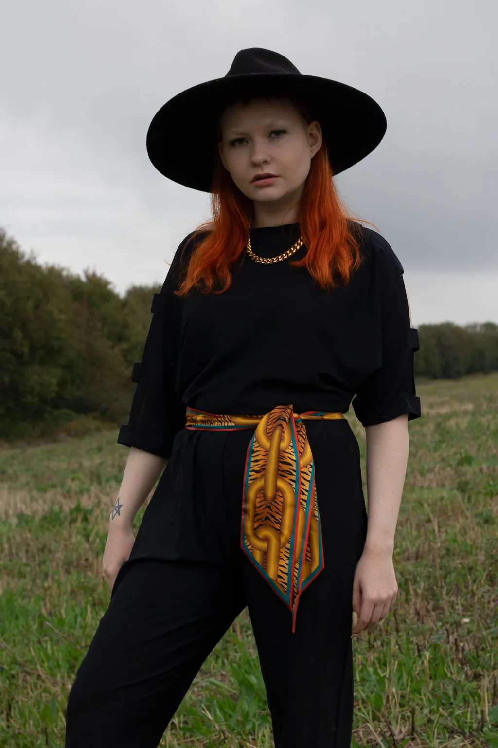Break the Chains – Gold, Silk Ribbon Scarf