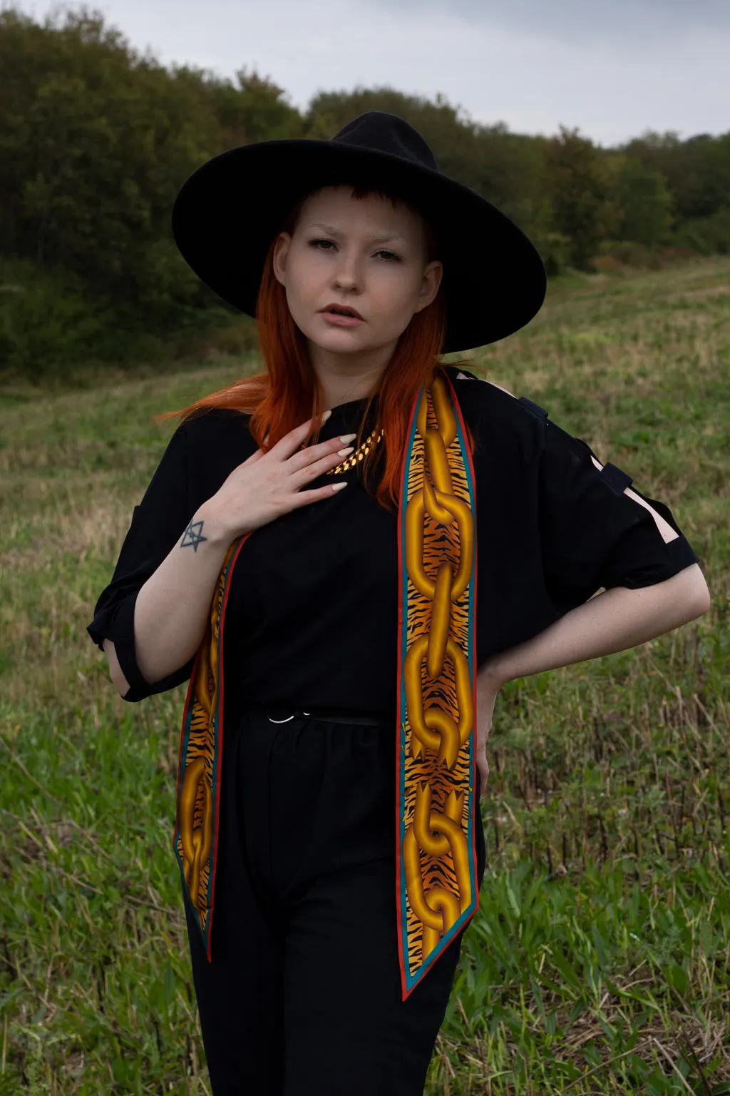 Break the Chains – Gold, Silk Ribbon Scarf