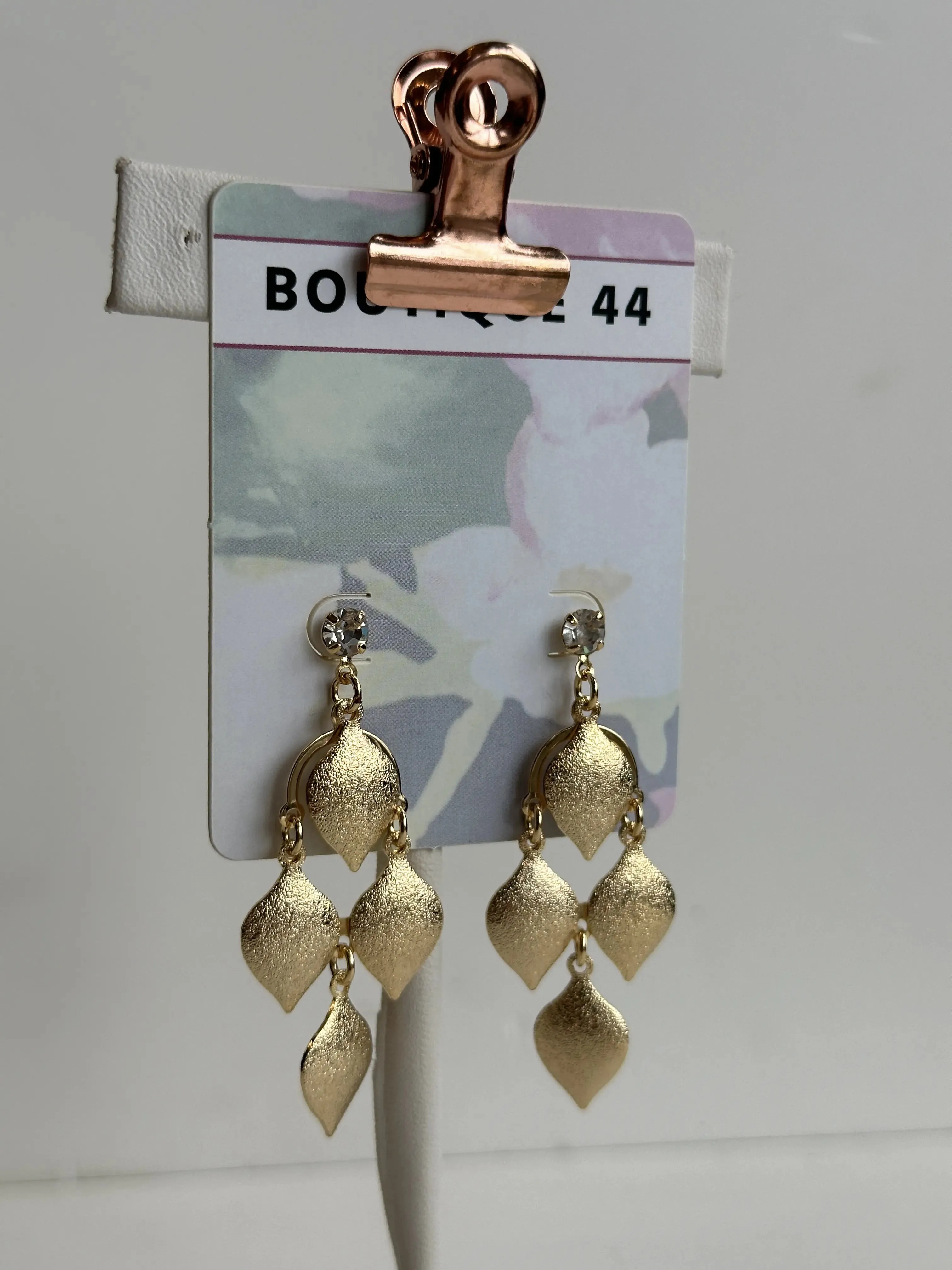 Brushed 18K Gold-Filled Chandelier Earrings Cubic Zirconia Gold
