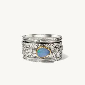 Caia - Ethiopian Opal 925 Spinning Ring With Brass Setting