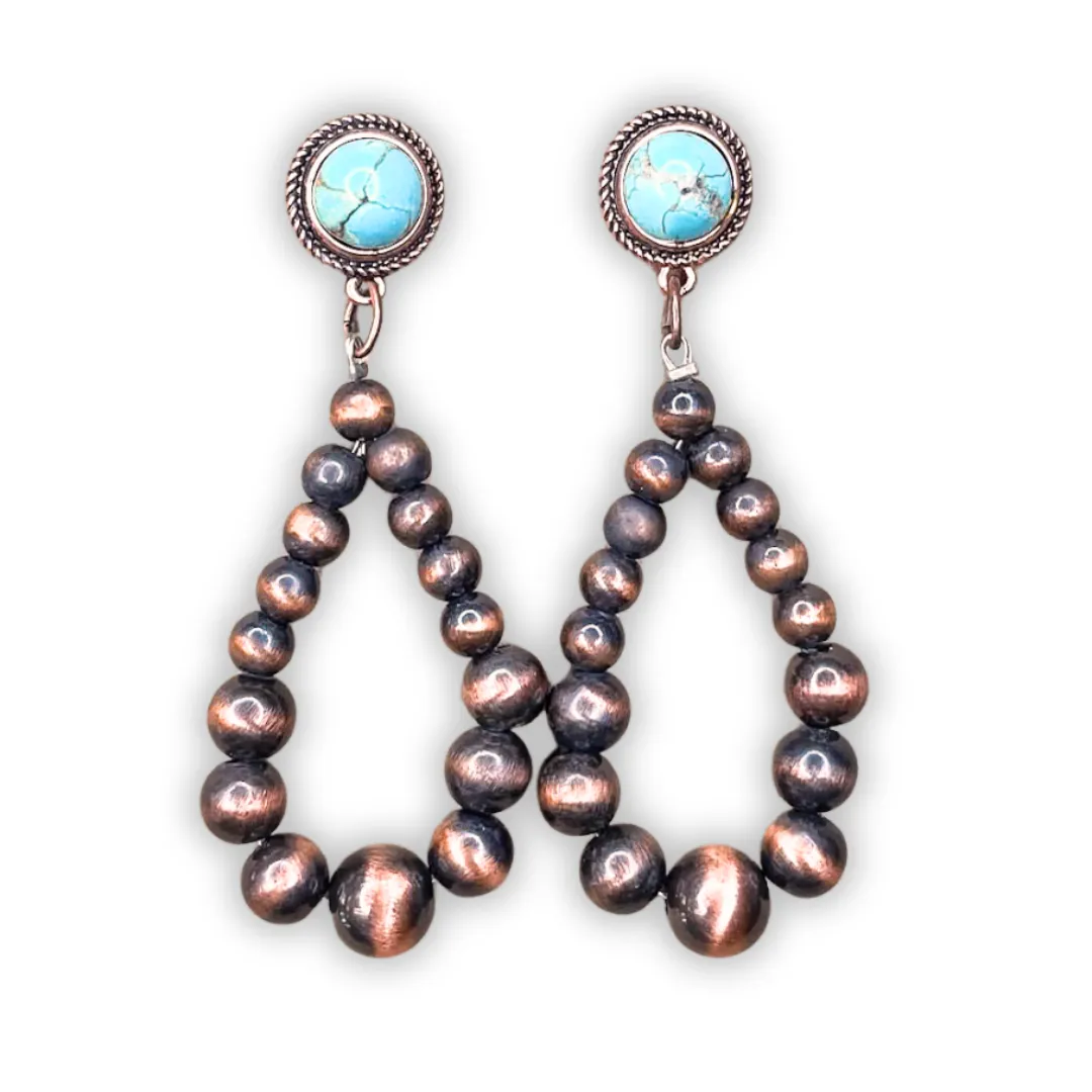 Carla Stud Dangle Earrings - Copper