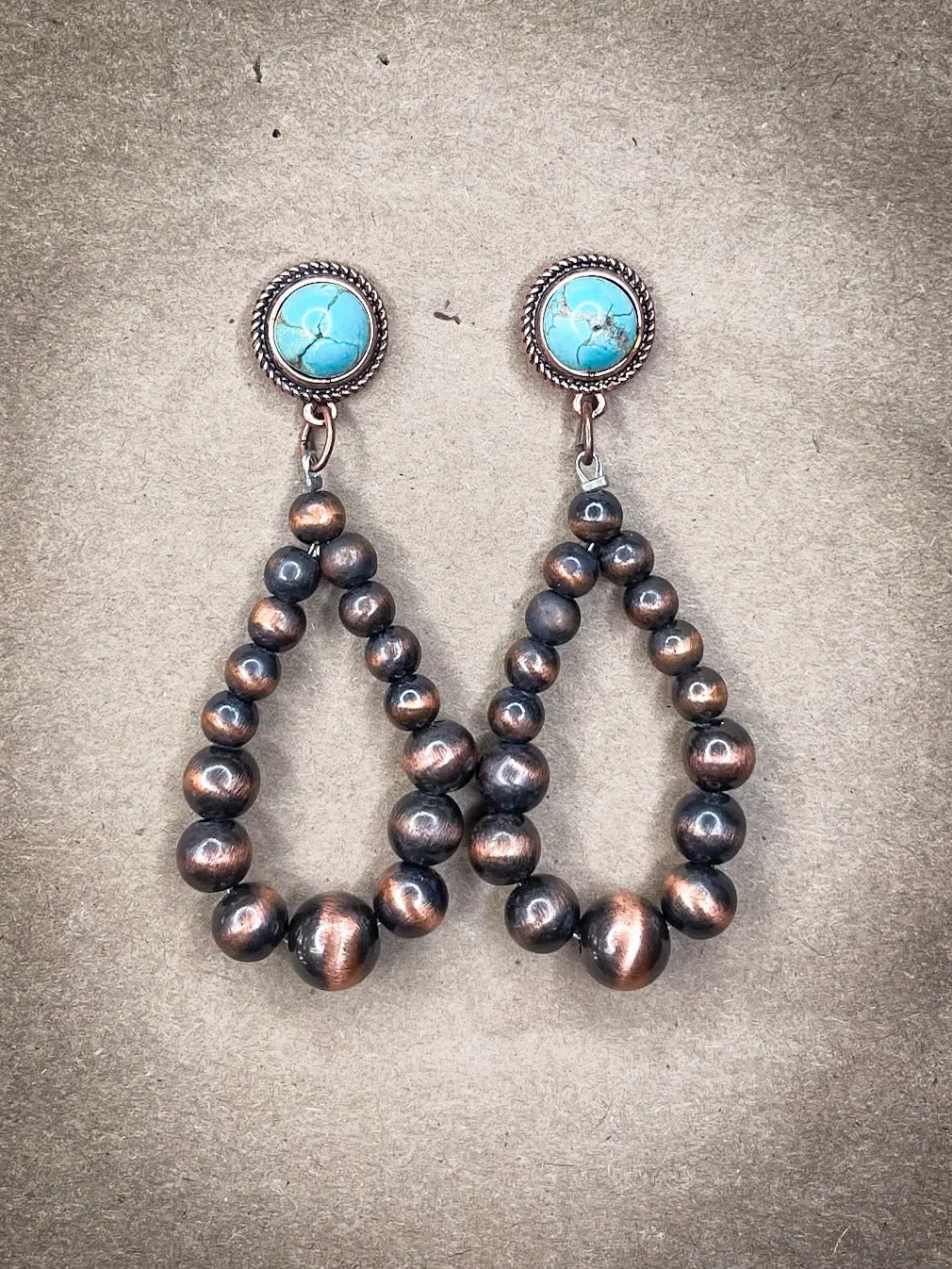 Carla Stud Dangle Earrings - Copper