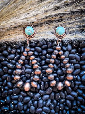 Carla Stud Dangle Earrings - Copper