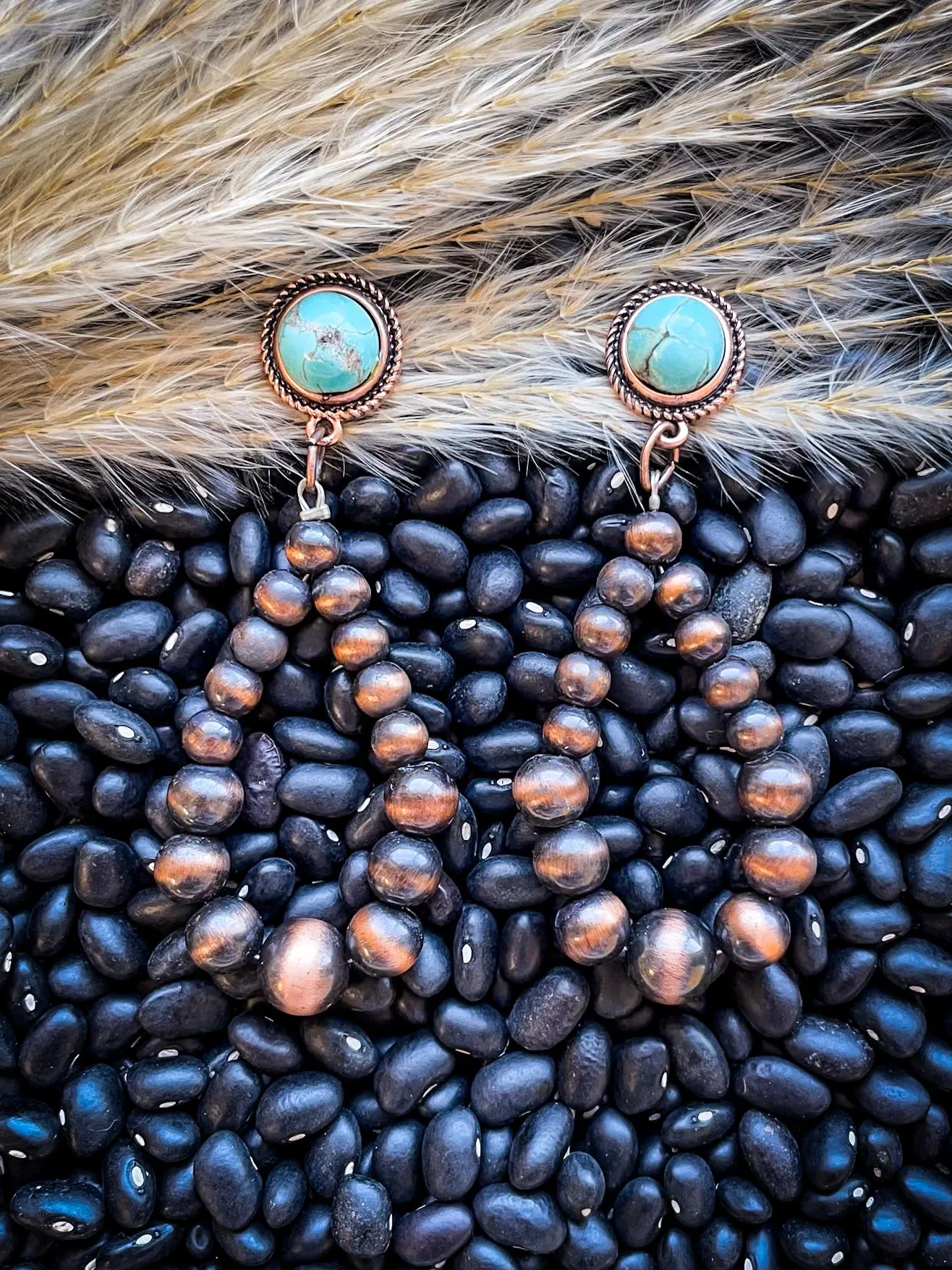 Carla Stud Dangle Earrings - Copper