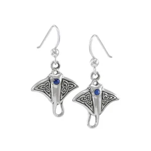Celtic Manta Ray Sterling Silver Hook Earring