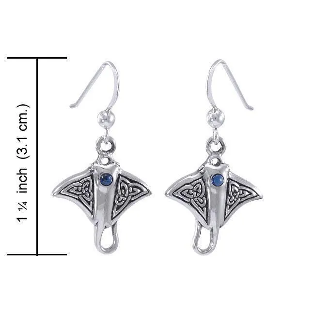 Celtic Manta Ray Sterling Silver Hook Earring