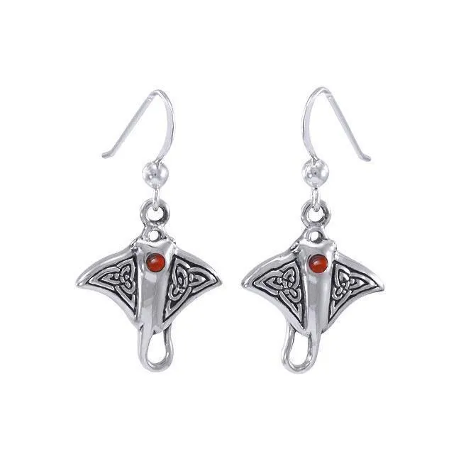 Celtic Manta Ray Sterling Silver Hook Earring