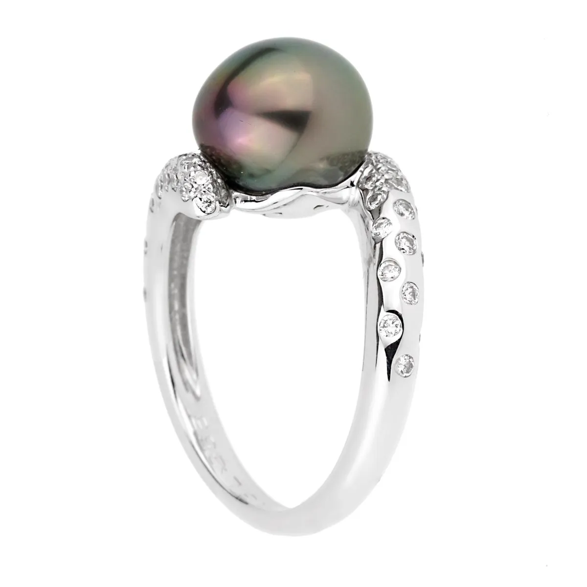 Chanel Concept Pearl Diamond White Gold Ring Sz 6