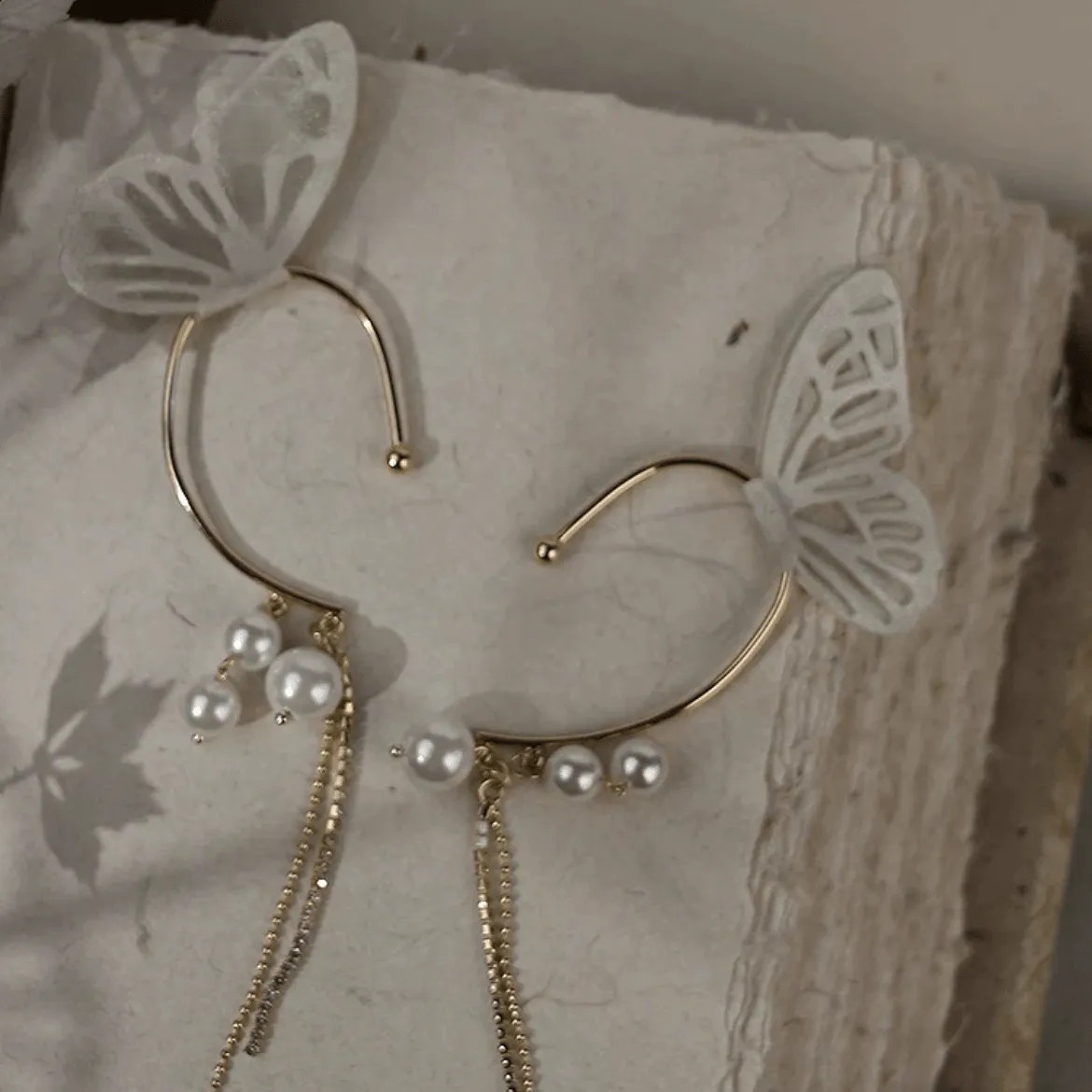 Chic Hollow Butterfly Pearl Ear Cuff Wrap Earring