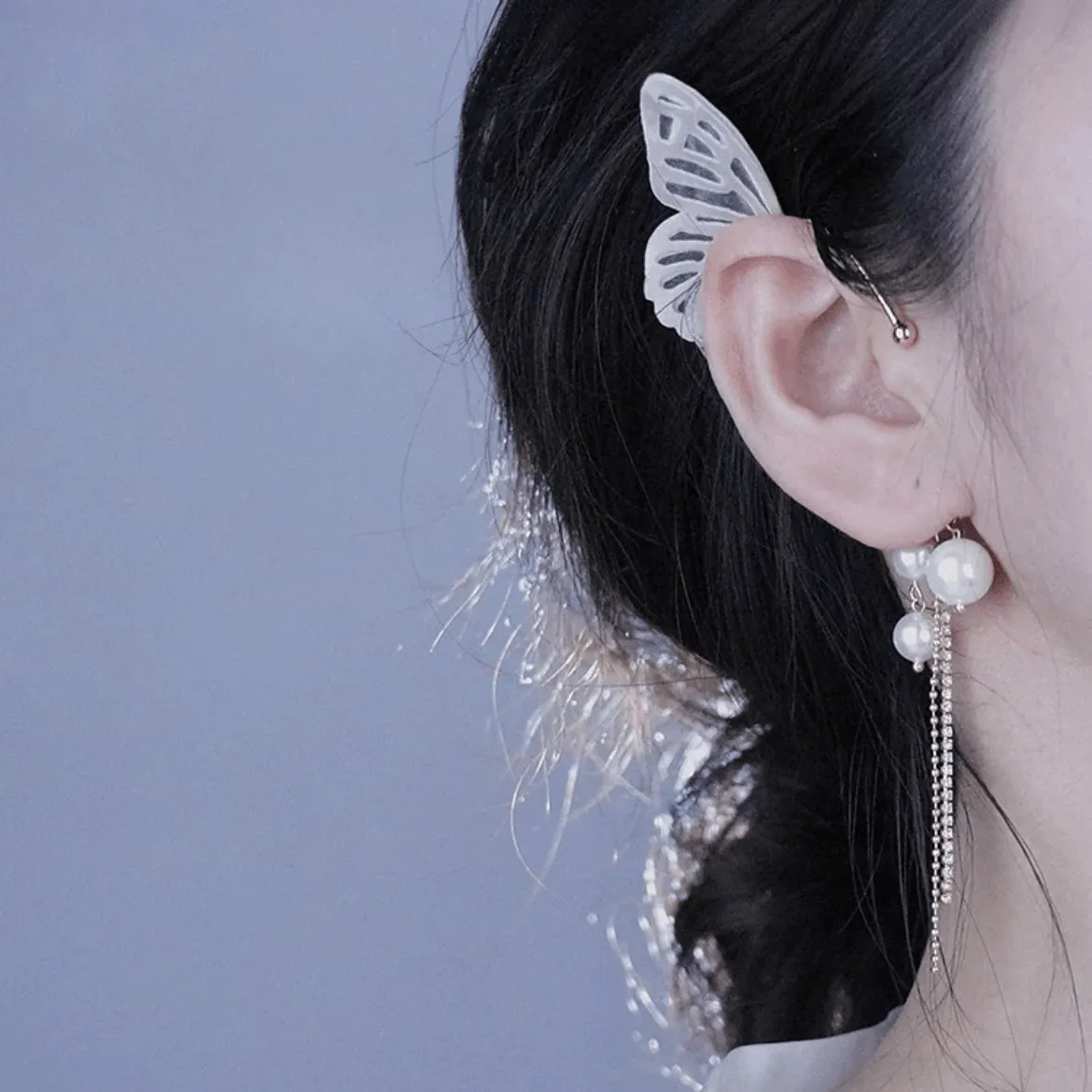 Chic Hollow Butterfly Pearl Ear Cuff Wrap Earring
