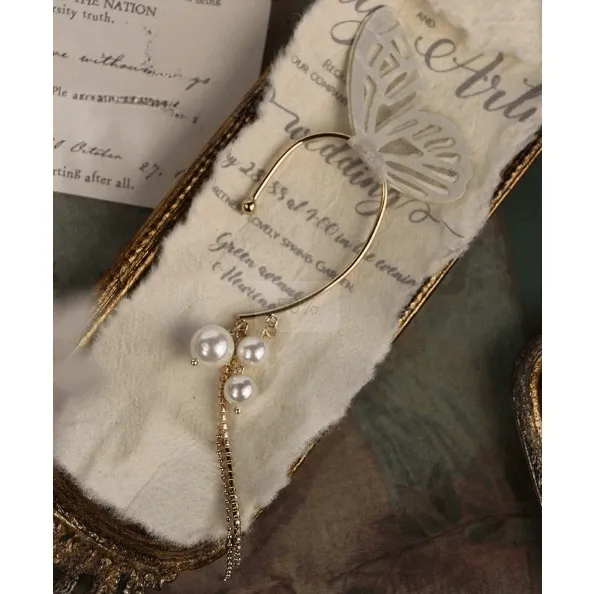 Chic Hollow Butterfly Pearl Ear Cuff Wrap Earring