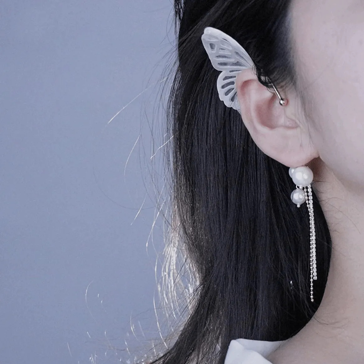 Chic Hollow Butterfly Pearl Ear Cuff Wrap Earring