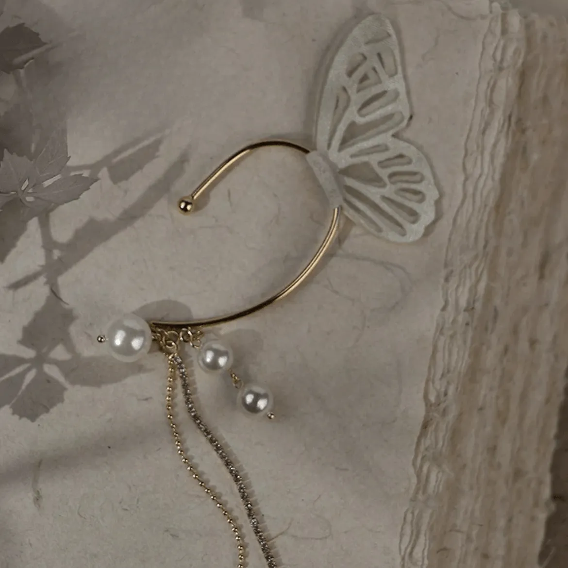 Chic Hollow Butterfly Pearl Ear Cuff Wrap Earring