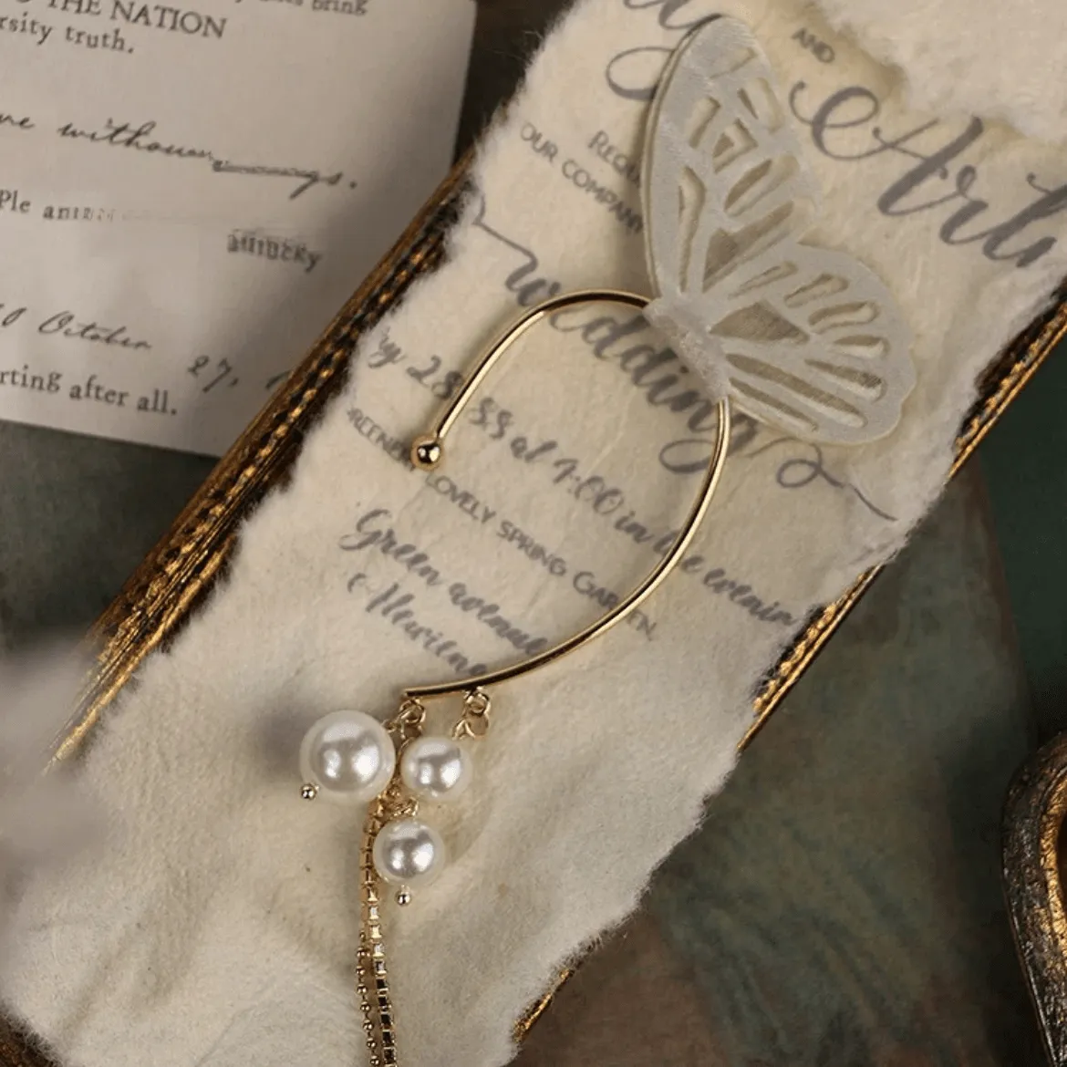 Chic Hollow Butterfly Pearl Ear Cuff Wrap Earring
