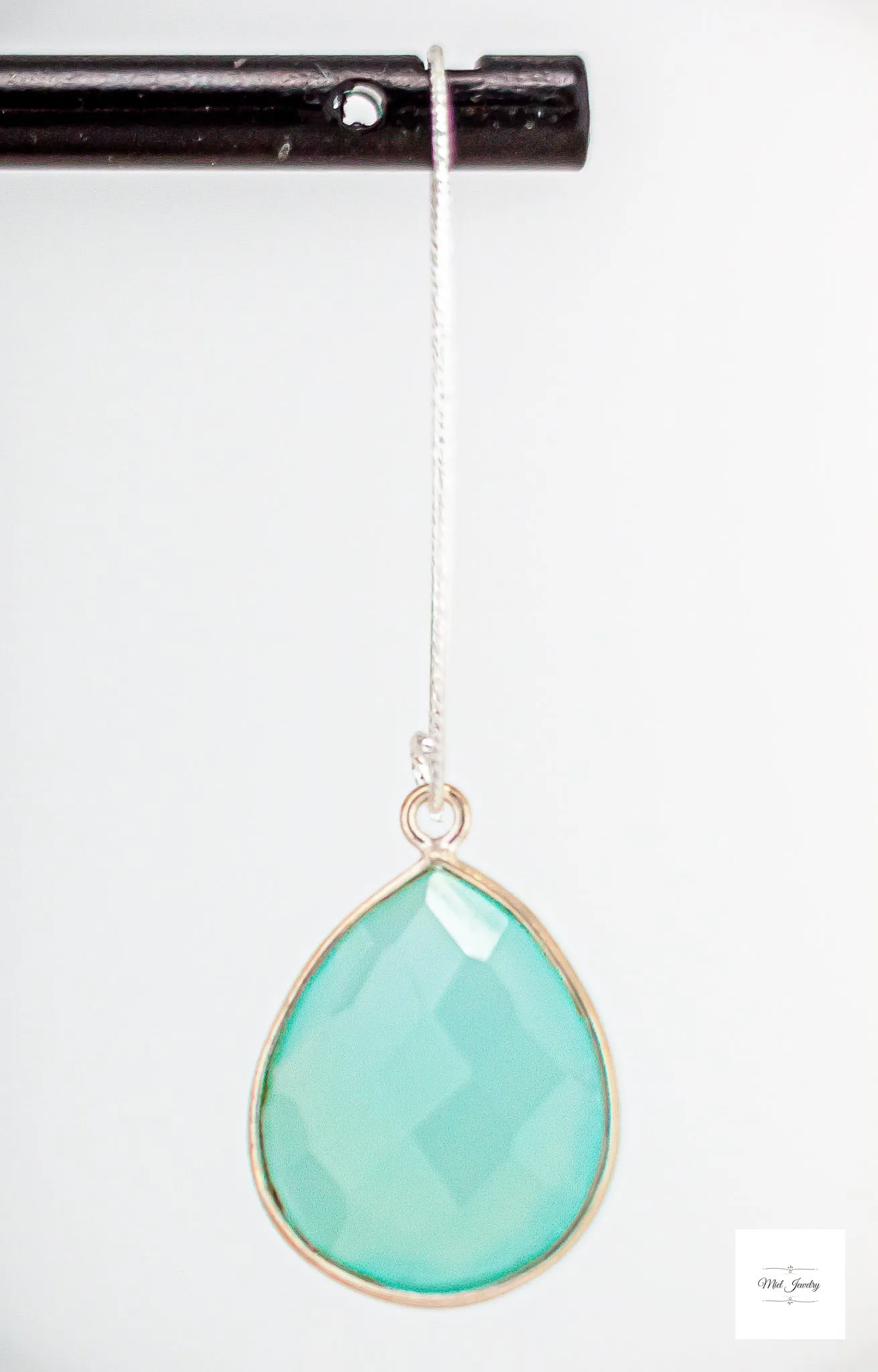 Chic Sea Blue Chalcedony Earrings: Chic Aqua Blue Silver Statement Earring