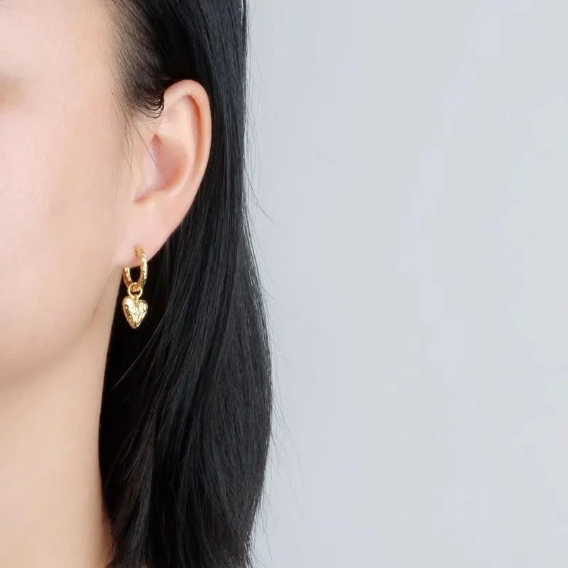 Chic Sterling Silver Heart Earrings Synthetic Pearl Earrings Silver Drop