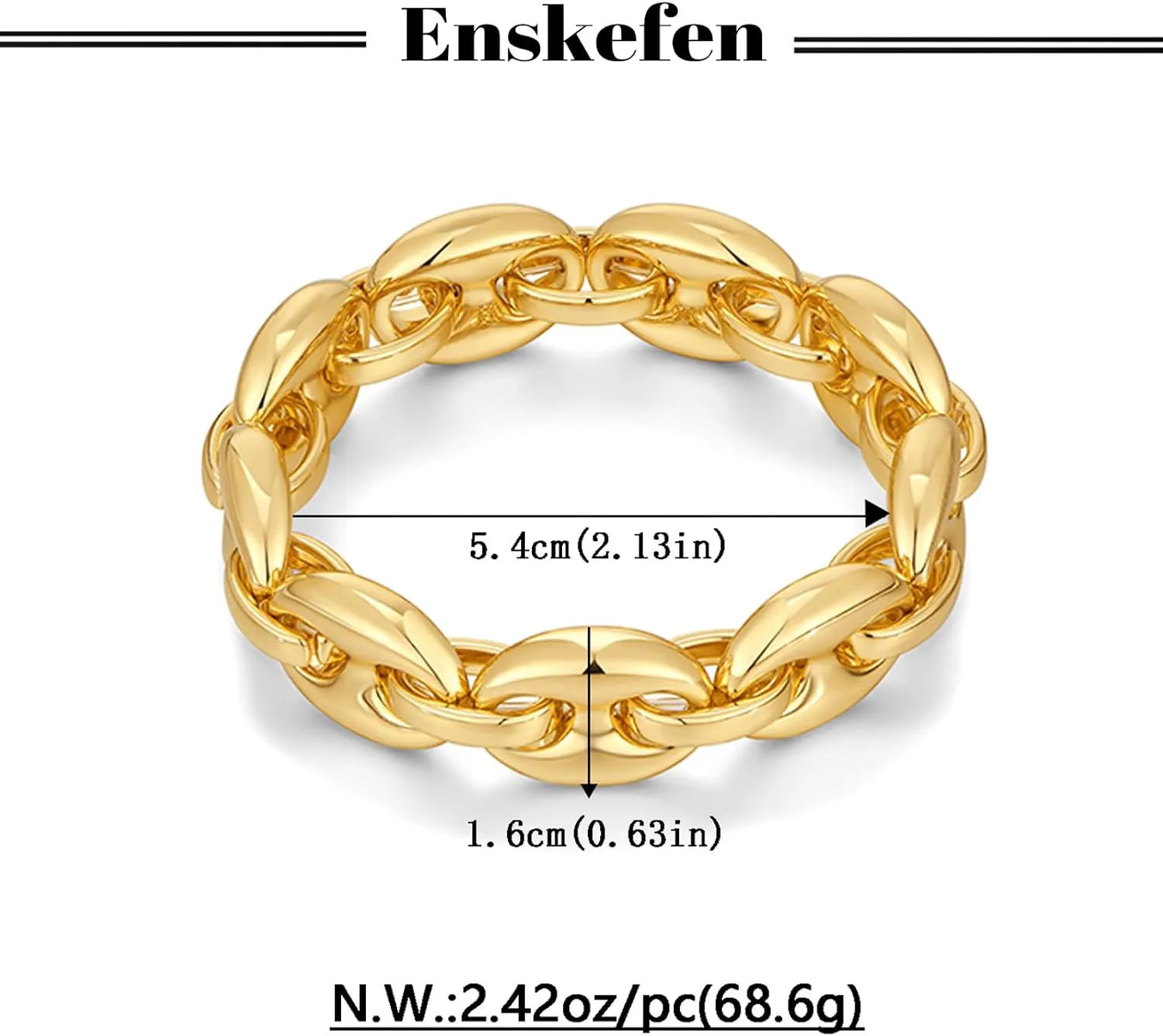 Chunky Stretch Bangles Bracelets for Women Trendy Wide Elastic Gold Bracelet Flexible Link Chain Bracelets
