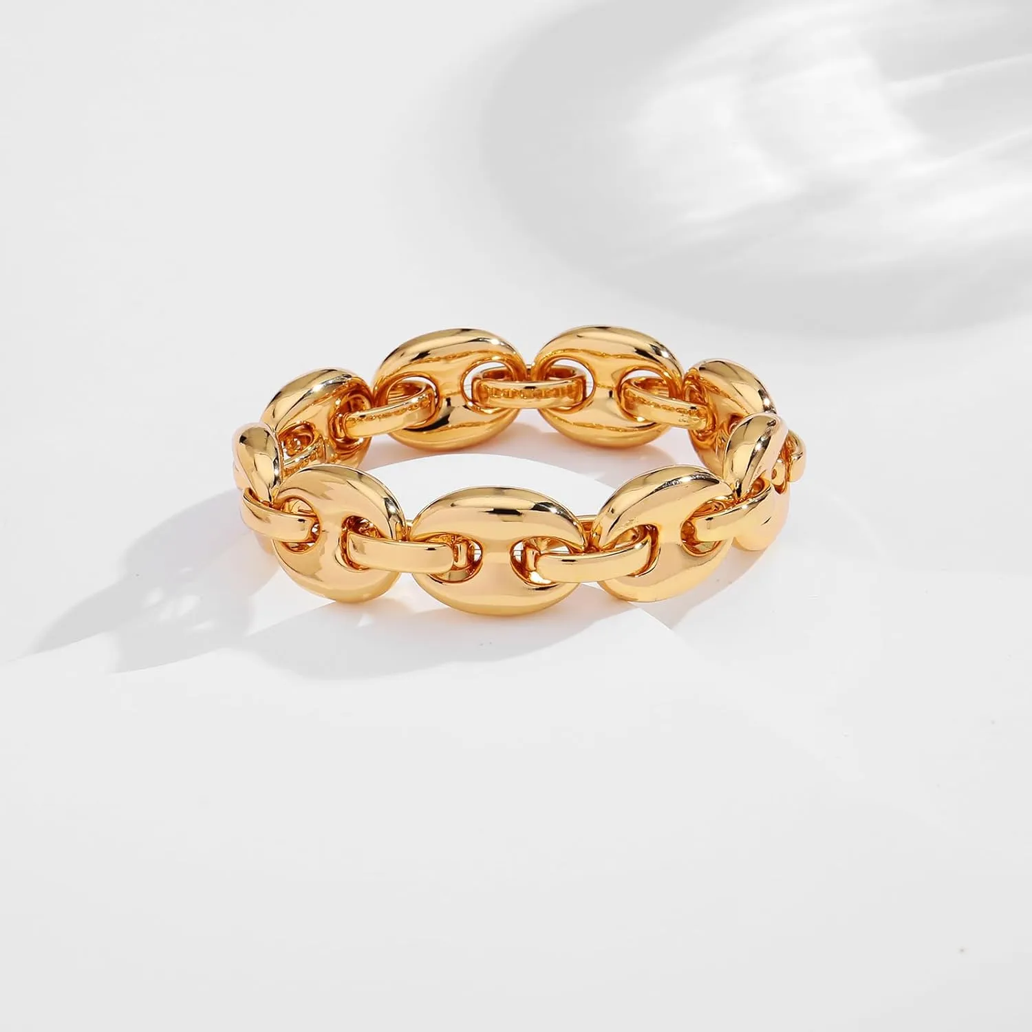 Chunky Stretch Bangles Bracelets for Women Trendy Wide Elastic Gold Bracelet Flexible Link Chain Bracelets