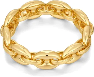 Chunky Stretch Bangles Bracelets for Women Trendy Wide Elastic Gold Bracelet Flexible Link Chain Bracelets