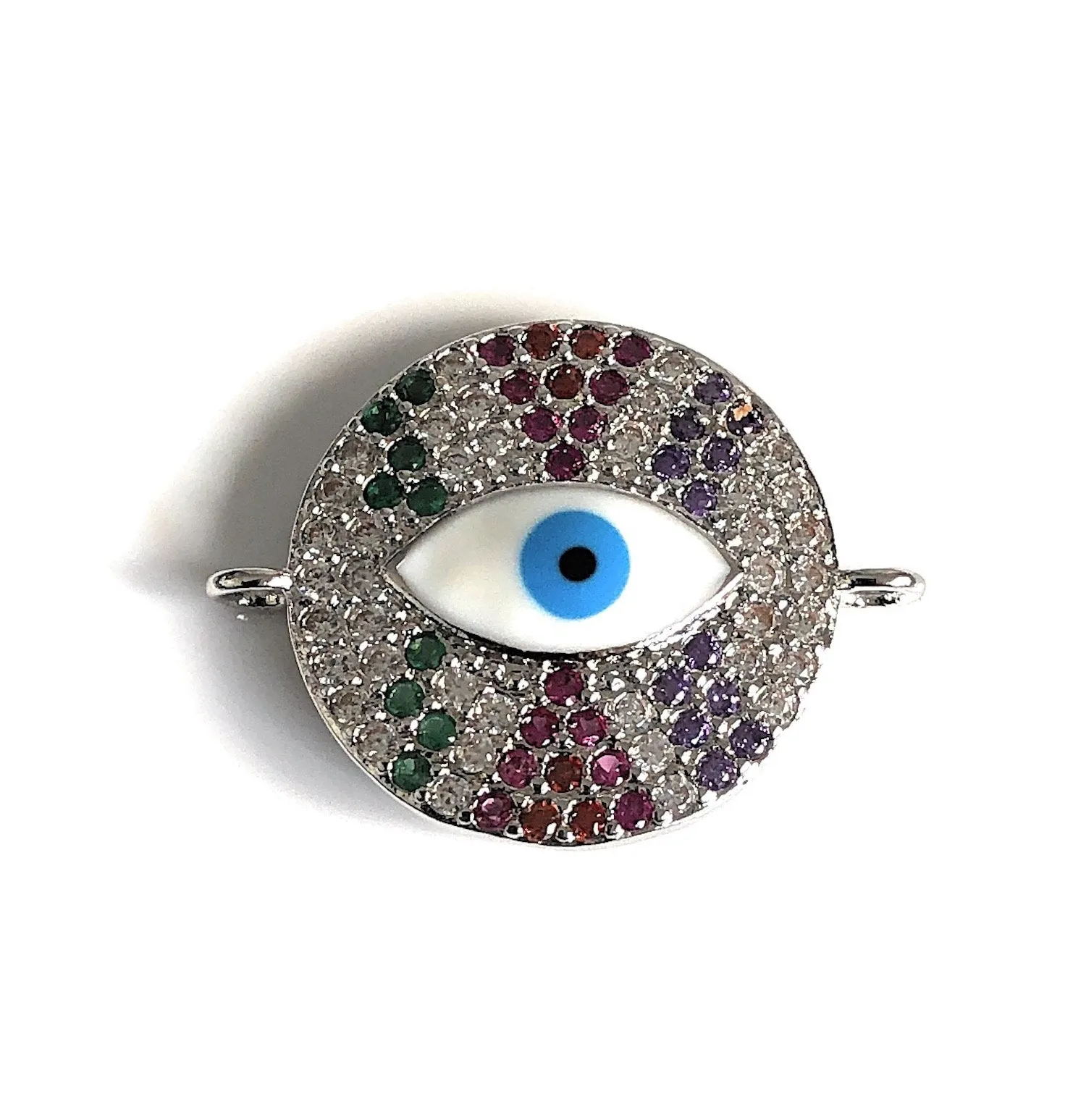 Cubic Zirconia Silver Plated Evil Eye Woven Bracelet for Women