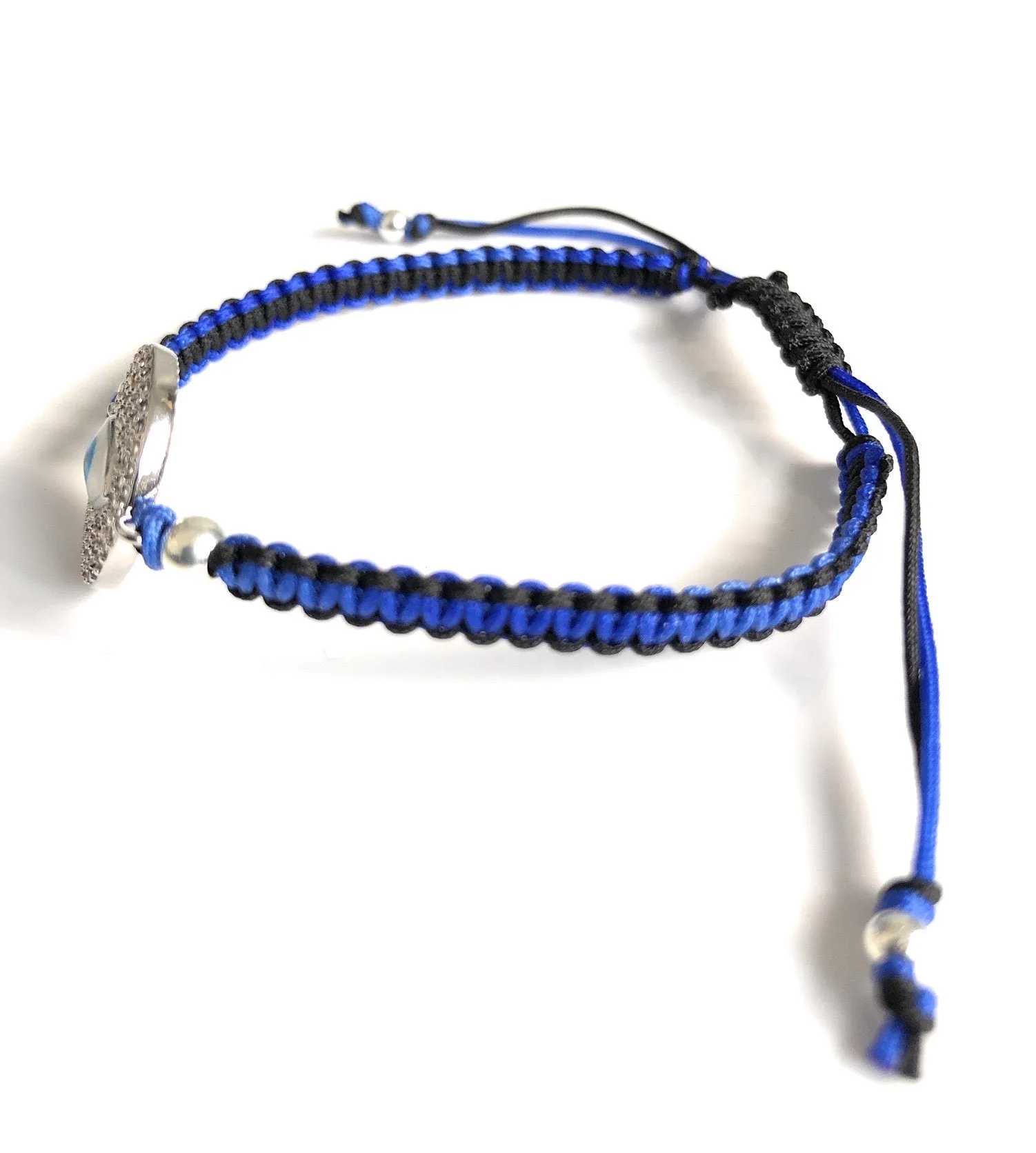 Cubic Zirconia Silver Plated Evil Eye Woven Bracelet for Women