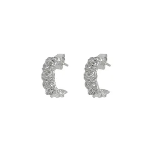Curb Small Silver Hoops w. Zirconia